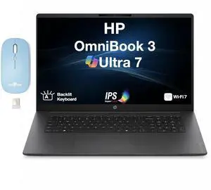 HP OmniBook 3 Copilot + Laptop 17.3" IPS FHD Display (Intel Ultra 7-255U, 16GB DDR5, 1TB PCIe SSD, Intel Graphics, Backlit KB, WiFi 7, Webcam, Bluetooth 5.4, Win 11 Pro) w/Dockztorm Wireless Mouse HP OmniBook 3 Copilot + Laptop 17.3" IPS FHD Display (Intel Ultra 7-255U, 16GB DDR5, 1TB PCIe SSD, Intel Graphics, Backlit KB, WiFi 7, Webcam, Bluetooth 5.4, Win 11 Pro) w/Dockztorm Wireless Mouse