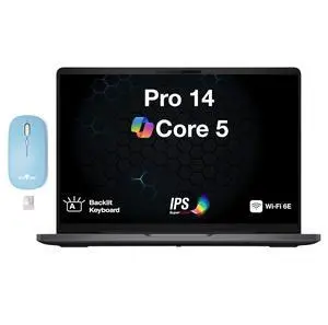 Dell Pro 14 Business Laptop 14.0" IPS WUXGA Display (Intel Core 5 120U, 16GB DDR5, 512GB SSD, Intel Graphics, Backlit KB, Thunderbolt 4, WiFi 6E, Webcam, Win 11 Pro) w/Dockztorm Wireless Mouse Dell Pro 14 Business Laptop 14.0" IPS WUXGA Display (Intel Core 5 120U, 16GB DDR5, 512GB SSD, Intel Graphics, Backlit KB, Thunderbolt 4, WiFi 6E, Webcam, Win 11 Pro) w/Dockztorm Wireless Mouse