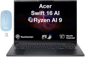 Acer Swift Go 16 AI AI Powered Laptop 16.0" Touchscreen IPS WUXGA Display (AMD Ryzen AI 9 465, 32GB LPDDR5X, 4TB PCIe SSD, AMD Radeon 880M, Backlit KB, WiFi 7, Win 11 Home) w/Dockztorm Wireless Mouse Acer Swift Go 16 AI AI Powered Laptop 16.0" Touchscreen IPS WUXGA Display (AMD Ryzen AI 9 465, 32GB LPDDR5X, 4TB PCIe SSD, AMD Radeon 880M, Backlit KB, WiFi 7, Win 11 Home) w/Dockztorm Wireless Mouse