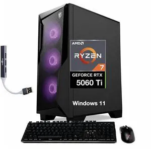 MSI Codex Z2 Gaming Desktop PC (AMD Ryzen 7 8700F, GeForce RTX 5060 Ti 8GB GDDR7, 16GB DDR5, 1TB SSD, RGB Fans, 650W PSU, WiFi 7, Bluetooth 5.4, RJ-45, Win 11 Home) w/DKZ USB Port Expander MSI Codex Z2 Gaming Desktop PC (AMD Ryzen 7 8700F, GeForce RTX 5060 Ti 8GB GDDR7, 16GB DDR5, 1TB SSD, RGB Fans, 650W PSU, WiFi 7, Bluetooth 5.4, RJ-45, Win 11 Home) w/DKZ USB Port Expander