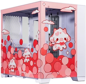 Velztorm Bubble Cow Custom Art Aluminum Tempered Glass O11 Dynamic Mini Rose Pink Gaming Computer Case, Supports Mini-ITX, Micro-ATX, and ATX Motherboard Sizes, O11D Mini-S Velztorm Bubble Cow Custom Art Aluminum Tempered Glass O11 Dynamic Mini Rose Pink Gaming Computer Case, Supports Mini-ITX, Micro-ATX, and ATX Motherboard Sizes, O11D Mini-S