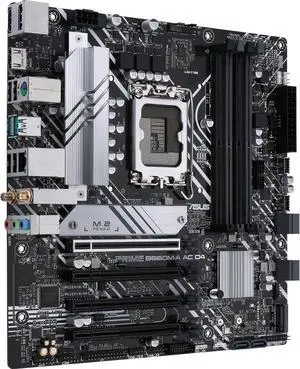ASUS Prime B660M-A AC D4 Intel B660 Micro-ATX Motherboard, LGA 1700, DDR4, PCIe 4.0, WiFi AC, Bluetooth 5.1, Dual M.2, 6 SATA, HDMI, DisplayPort, USB 3.2, Aura Sync RGB ASUS Prime B660M-A AC D4 Intel B660 Micro-ATX Motherboard, LGA 1700, DDR4, PCIe 4.0, WiFi AC, Bluetooth 5.1, Dual M.2, 6 SATA, HDMI, DisplayPort, USB 3.2, Aura Sync RGB