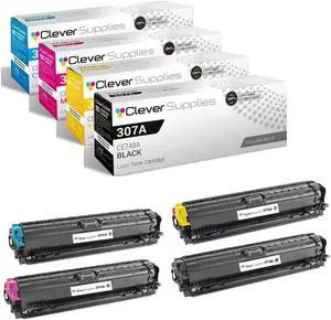 CS Replacement Toner Cartridge Compatible with HP 307A CE740A CE741A CE743A CE742A CP5200 CP5225 CP5225dn CP5225n CP5220 4 Set