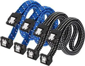 SATA III Cable,DanYee Nylon Braided SATA Cable III 6Gbps Straight HDD SDD Data Cable with Locking Latch 18 Inch Compatible for SATA HDD, SSD, CD Driver, CD Writer (2 Packs Black+2 Packs Blue) SATA III Cable,DanYee Nylon Braided SATA Cable III 6Gbps Straight HDD SDD Data Cable with Locking Latch 18 Inch Compatible for SATA HDD, SSD, CD Driver, CD Writer (2 Packs Black+2 Packs Blue)