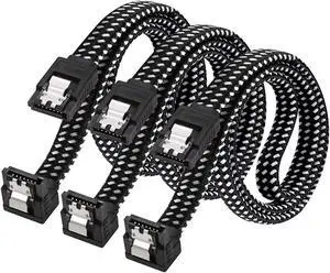 SATA III Cable,DanYee Nylon Braided SATA Cable III 6Gbps Straight HDD SDD Data Cable with Locking Latch 18 Inch Compatible for SATA HDD, SSD, CD Driver, CD Writer (3 Packs Black) SATA III Cable,DanYee Nylon Braided SATA Cable III 6Gbps Straight HDD SDD Data Cable with Locking Latch 18 Inch Compatible for SATA HDD, SSD, CD Driver, CD Writer (3 Packs Black)