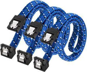 SATA III Cable,DanYee Nylon Braided SATA Cable III 6Gbps Straight HDD SDD Data Cable with Locking Latch 18 Inch Compatible for SATA HDD, SSD, CD Driver, CD Writer (3 Packs Blue) SATA III Cable,DanYee Nylon Braided SATA Cable III 6Gbps Straight HDD SDD Data Cable with Locking Latch 18 Inch Compatible for SATA HDD, SSD, CD Driver, CD Writer (3 Packs Blue)