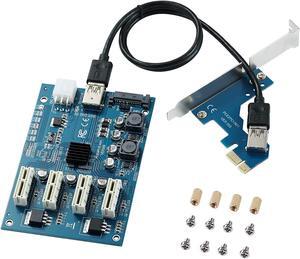 MZHOU PCI-E to PCI-E Adapter Card PCI-E 1X to 4X PCIe USB3.0 Converter Extender Adapter Card Expansion Kit for Windows Linux Mac