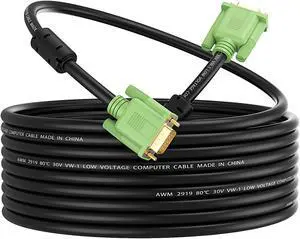 XXONE 30ft VGA Cable - Male to Male, 15 Pin Gold-Plated Connectors, 1080P HD - Compatible with Computer, Laptop, Monitor, Projector, Gaming, HDTV, DVD (Black)