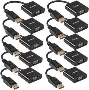 Display Port to VGA Adapter,Anbear Displayport to VGA Converter Gold Plated (Male to Female) 10 Pack Display Port to VGA Adapter,Anbear Displayport to VGA Converter Gold Plated (Male to Female) 10 Pack