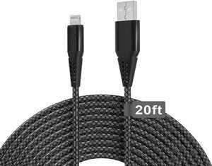 Long iPhone Charger Cord 20FT (6M) [Apple MFi Certified] Extra Long iPhone Cable Fast Apple Charger Cable Nylon Braided USB Lightning Cable 2.4A for iPhone 14 13 12 Pro Mini 11 Pro X