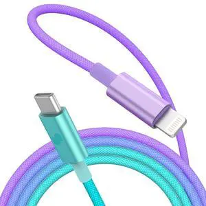 USB C to Lightning Cable, 3.3ft MFi-Certified, Fast Charging, for iPhone 14 Plus 14 14 Pro Max 13 13 Pro iPhone 12, (Multicolor, Colorful)
