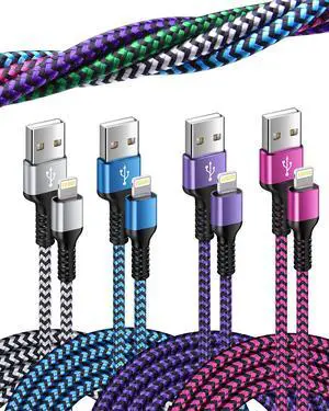 iPhone Charger Cord [10ft/4-Pack] Nylon Braided Long Lightning to USB Charging Cable [MFi Certified]  Fast Charging Syncing Wire Compatible with iPhone 14 13 12 11 Pro Max Mini XS XR 8 Plus SE