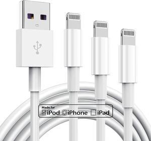 3 Pack Apple MFi Certified Charger Cable Apple Lightning to USB Cable Cord 2.4A Fast Charging Phone Long Chargers for iPhone 12/11/11Pro/11Max/ X/XS/XR/XS Max/8/7/6/5S/SE (3ft White)