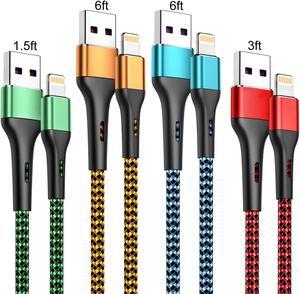Durcord iPhone Charger 6FT/6/3/1.5, Lightning Cable Fast Charging Cable Nylon Braided Cord Compatible with iPhone 14/13/12/11 Pro Max/XS MAX/XR/XS/X/8/7/Plus/6S/6/SE/5S/iPad