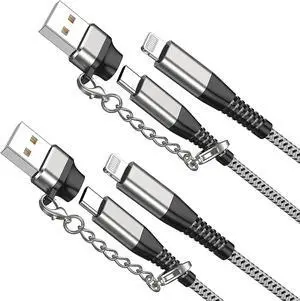 MFI Certified 2Pack iPhone 14/13 Fast Charger USB Type C to Lightning Cable 6ft Long Charging Cord for iPhone 14/13/12 Pro Max/Mini/X/Xs/Xr and USB C Female to USB A Male Adapter with Keychain