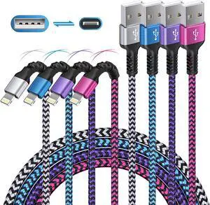 iPhone Charger 4Pack/3-6ft Long Braided Lightning Cables Fast Charging Power Charger Cords for iPhone 14 13 12 Pro Max/11Pro Max/SE/X/XS/XR/8/7 Plus iPad Mini Air Cargador Wire Lightening Colored