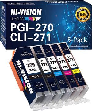 HI-Vision 5 PK Compatible Ink Set for PGI-270XL CLI-271XL Black Cyan Yellow Magenta Works with PIXMA MG5720, MG5721, MG5722, MG6820, MG6821, MG6822, MG7720