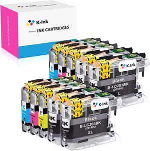 K-Ink Compatible Ink Cartridge Replacement for Brother LC203 LC 203XL 201XL LC201 to use with MFC-J480DW MFC-J880DW MFC-J4420DW MFC-J680DW MFC-J885DW (4 Black, 2 Cyan, 2 Magenta, 2 Yellow, 10 Pack)