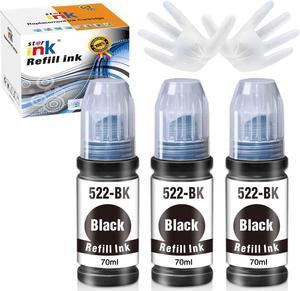 Compatible Epson T522 Ink Black Refill Bottle, 3-Pack (T522120)