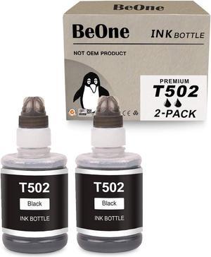 BeOne T502 2-Pack Compatible Black Ink Bottle Replacement for Epson 502 to Use with Expression ET-2760 ET-2750 ET-3760 ET-2700 ET-3700 Premium ET-7750 ET-7700 Workforce ET-4750 ET-3750 ST-2000 Printer