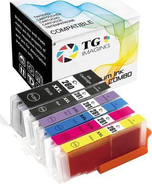 (6 Pack, 280/281) TG Imaging | PGBK+K+C+Y+M+PB| Compatible PGI280 PGI280/CLI281 Ink Cartridges |1 Set| PGI280XLBK Work for PIXMA TS6120 TR7520 TS8120 TR8520 Printer