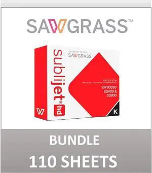 Sawgrass SUBLIJET HD Ink Cartridge - Black Color - for use SG400 and SG800 Printer - Bundle with 110 Sheets SUBLIMAX Sublimation Paper 8.5x11 SG400 & SG800 Ink