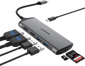 Dual HDMI Laptop Docking Station Dual Monitor, Universal USB C Dock Triple Display Adapter for MacBook Pro Air, Windows Type C Laptops
