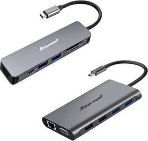 Hiearcool 7IN1 USB C Hub and 11IN1 Docking Station, USB C Adapter USB C Laptop Docking Station