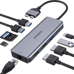 MacBook Pro Docking Station, USB C hub for MacBook Pro Air 2021, 2020 etc, Docking Station 9 in 2 Dual Monitor Dock Dongle with 4K HDMI,3USB Port,Gigabit Ethernet,SD/TF Card Reader and 100W PD Port