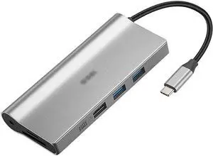Port Expander USB C Docking Station with Ethernet, HDMI, VGA, 2 USB 3.0, SD/TF Card Reader, PD 3.0, Keyboard/Mouse Ports, 3.5mm Audio USB Splitter