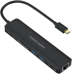 Port Expander USB C Hub USB-C Splitter Docking Station 7-in-1 with 4K HDMI, Gigabit Ethernet, 2 USB 3.0 Ports, PD 100W, SD/TF Card Reader USB Splitter
