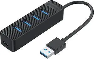 KouRy Docking Station, 4-in-1 USB Docking Station USB 3.0 Hub with Type-C Power Delivery for Laptop, Keyboard, Mouse, Flash Drives, and Mobile HDD (Black)