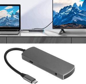 High Speed 6-in-1 USB Splitter, Type-C to HDMI Docking Hub, Multifunctional Portable 4K HD for Computer Laptop with LED Indicator