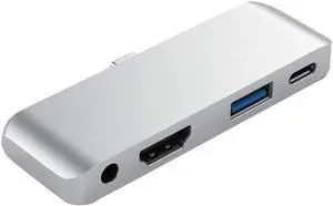USB C Hub 4 in 1 Type C Hub with 4K HDMI PD Charging Port USB 3.0 Port 3.5mm Audio Port Portable USB Type C Converter Audio Compatible for Windows System USB C Laptops