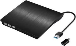 External CD DVD Drive USB 3.0 with USB-C Adapter Portable DVD/CD Drive,DVD Player Burner CD/DVD Rewriter Writer Reader Compatible with Windows Linux OS Laptop Desktop PC, MacBook Pro/ Air, iMac External CD DVD Drive USB 3.0 with USB-C Adapter Portable DVD/CD Drive,DVD Player Burner CD/DVD Rewriter Writer Reader Compatible with Windows Linux OS Laptop Desktop PC, MacBook Pro/ Air, iMac