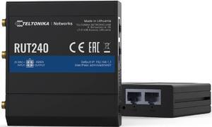 Teltonika RUT24002U000 Model RUT240 Industrial 3G/4G LTE Cellular Router for Verizon; Automatic Switch to Available Backup Connection; Wireless Access Point with Hotspot Functionality