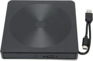 wendeekun External DVD Drive, ortable DVD Rewriter External Drive, External CD Drive K523 Mute High?Speed Reading Dual Interface Disk Burner for CD/VCD/DVD