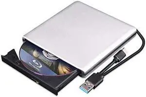 External Blu Ray DVD Drive 3D, USB 3.0 and Type-C Bluray CD DVD Reader Slim Optical Portable Blu-ray Drive for MacBook OS Windows xp/7/8/10, Laptop PC (Silver-Grey) External Blu Ray DVD Drive 3D, USB 3.0 and Type-C Bluray CD DVD Reader Slim Optical Portable Blu-ray Drive for MacBook OS Windows xp/7/8/10, Laptop PC (Silver-Grey)