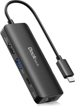 USB C Ethernet Hub 4K 60Hz, Dockteck 4-in-1 USB C PD Ethernet Hdmi Dongle with 4K 60Hz HDMI, 1Gbps Ethernet, 100W PD, USB 3.0 for MacBook Pro / Air M1 2020, iPad Pro 2021, iPad Air 2020 and More