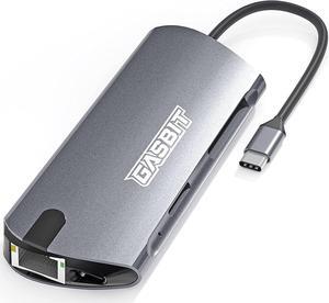 USB C Hub 8 Port Adapter for MacBook Pro/Air - Dell XPS - Lenovo - HP and More - 4K HDMI; Ethernet RJ 45; MicroSD/SD Card Reader; 3 x USB 3.0; 1 x USB C