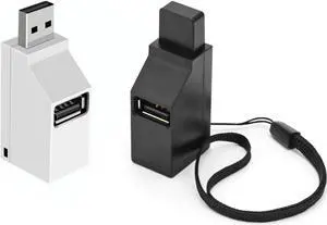 LIXINTIAN[2 Pack ] USB2.0 splitter, 3-Port USB 3.0 Hub, for Notebook, USB Flash Drives, Mobile HDD, Laptop, PC - White Black