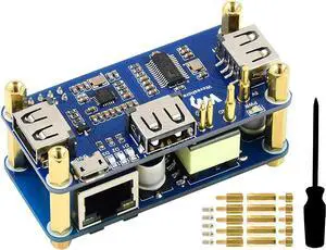 Power Over Ethernet PoE Ethernet/USB HUB HAT Expansion Board for Raspberry Pi Zero/Zero W/Zero WH,with 3X USB 2.0 Ports, Ethernet Port, Support IEEE 802.3af-Compliant PoE Network Standard
