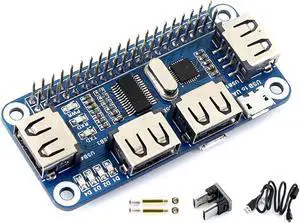 4-Port Raspberry Pi USB HUB HAT for Raspberry Pi 4B/3B+/3B/2B/B+/A+/Zero/Zero W, 4 USB Ports Compatible with USB2.0/1.1 Onboard USB to UART Onboard Multi Indicators