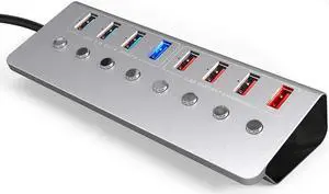 Aluminum Alloy 8-Port USB3.0 Splitter 4 Port Laptop Extended USB HUB 4 Port Fast Charging Adapter External 12V 4A Power Supply