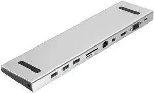 10 in 1 Type-c HUB TF&SD Card Reader VGA Mini DP HDMI-Compatible RJ45 PD Charger USB3.1 Laptop Hub