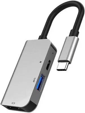 USB Type C 3.1 to HDMI-Compatible USB 3.0 Dock Hub 3 in 1 USB C Adapter 4K Video PD Charge Converter