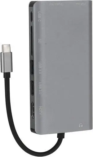 8 in 1 Hub Type C to RJ45 USB30. SD HDTV PD, Multifunction Laptop Hub, Compact Aluminum Alloy Adapter with 60W Fast Charging, Speed Data Transfer for