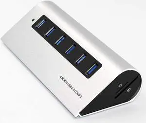 6 Port USB3.0 HUB One Point Six USB2.0/3.0 Docking Station Card Computer Notebook U Disk Multi-Port Splitter (Color : White)