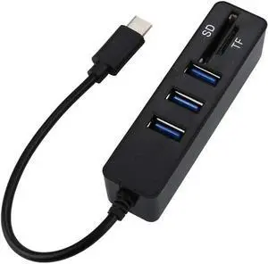 Type C HUB Card Reader 2 in 1 Type-C OTG USB 2.0 Hub Splitter Combo 3-Port SD/TF Card Reader USB 2.0 Hub Splitter 2.0 Multi USB (Color : Black)