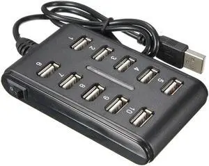 High Speed 480 Mbps USB 2.0 Hub 10 Port Multi Personal Computer USB Hub Portable USB Splitter